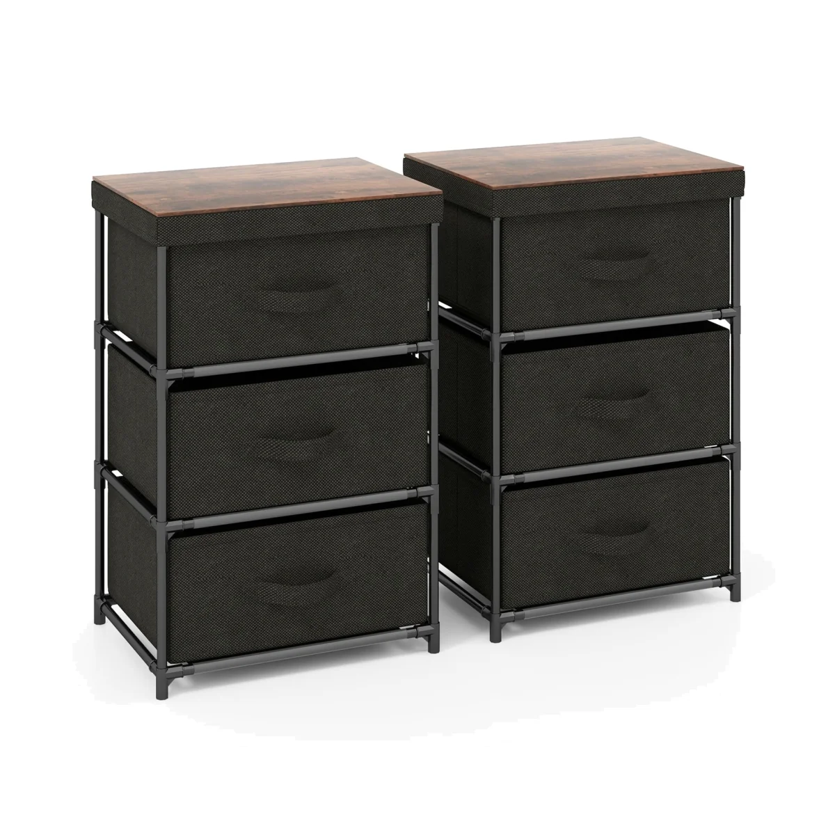 Set of 2 Fabric Dresser Fabric Nightstand - Black – image 1