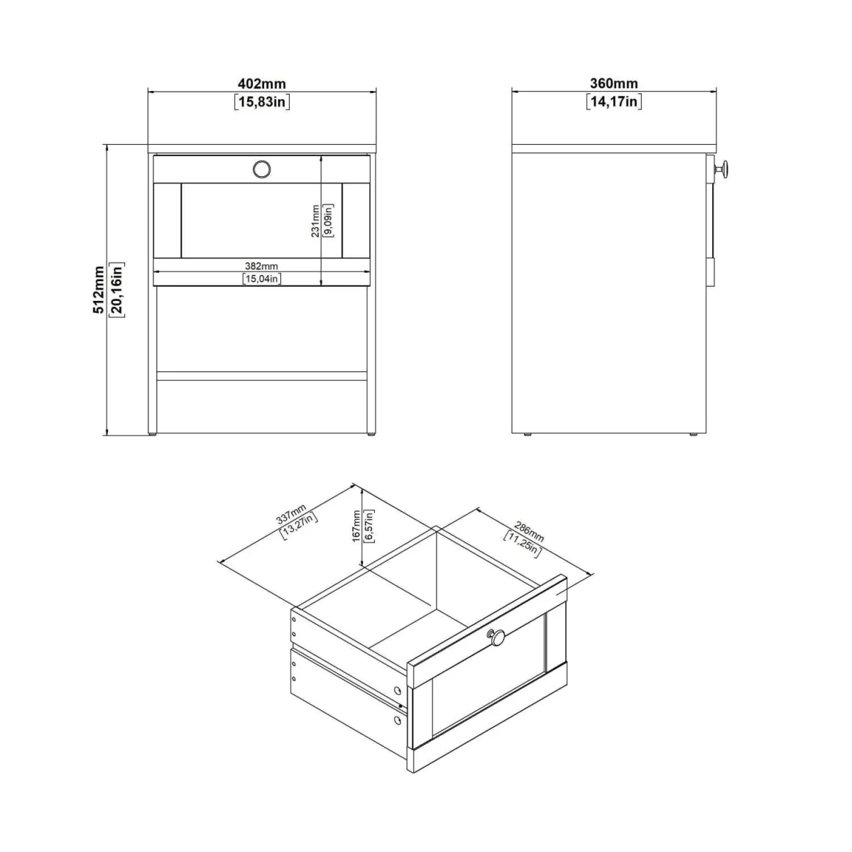 Cherryfern Natural Oak Bedside Table - 1 Drawer, 1 Open Shelf - Neutral – image 6