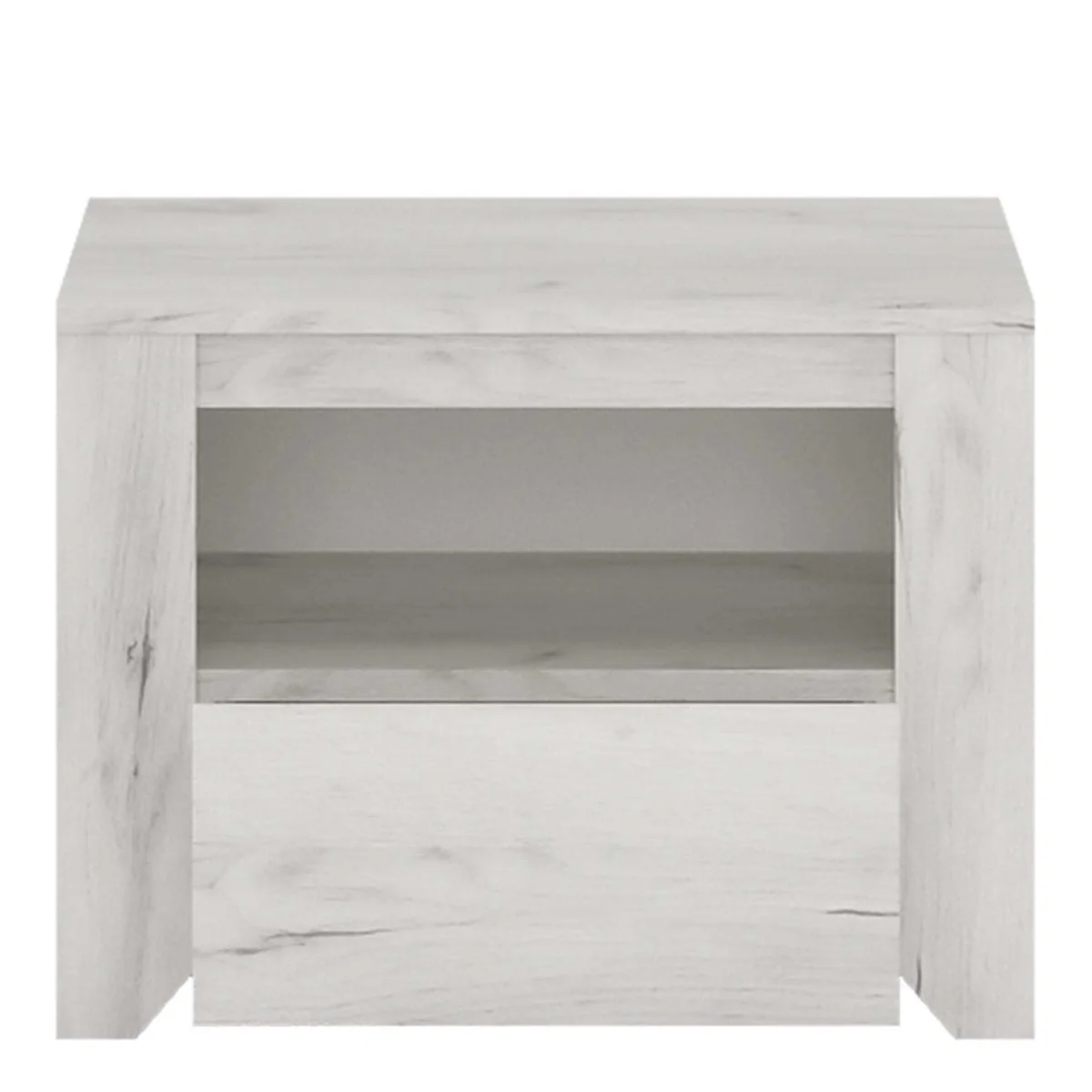 Norwich Aged Effect Soft Bedside Cabinet 1 Drawer - White – image 2