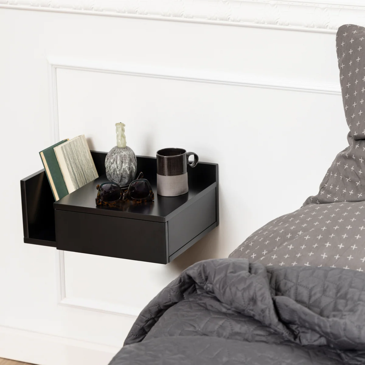 Ashlan Square Bedside Table with 1 Drawer - Oak – image 8