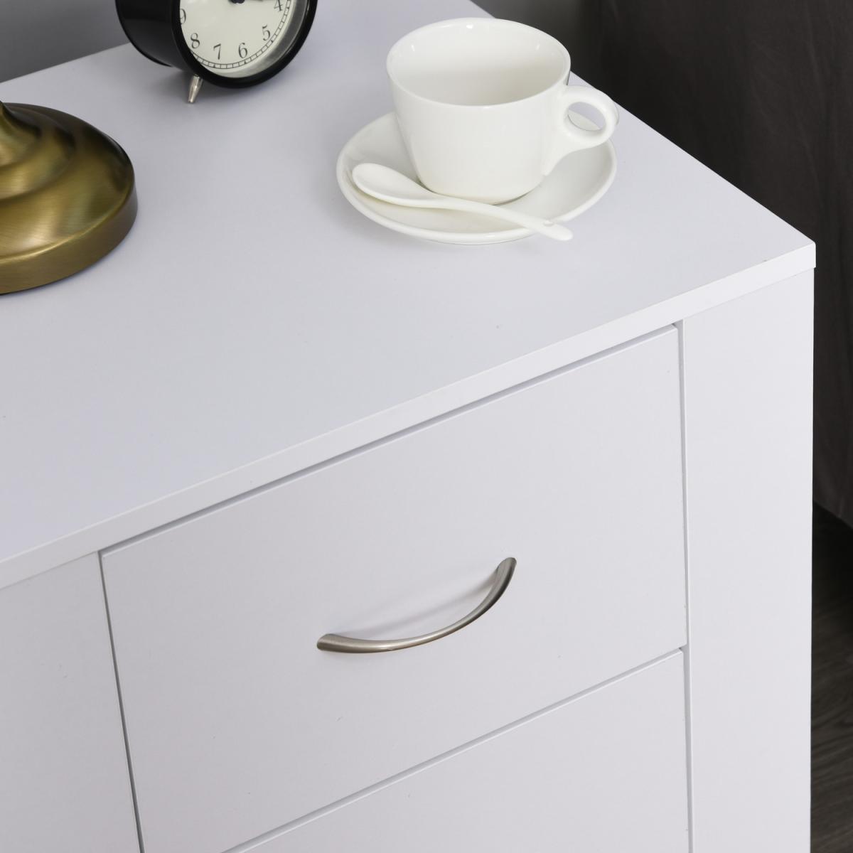 2 Drawer Modern Bedside Table with Handles - White – image 6