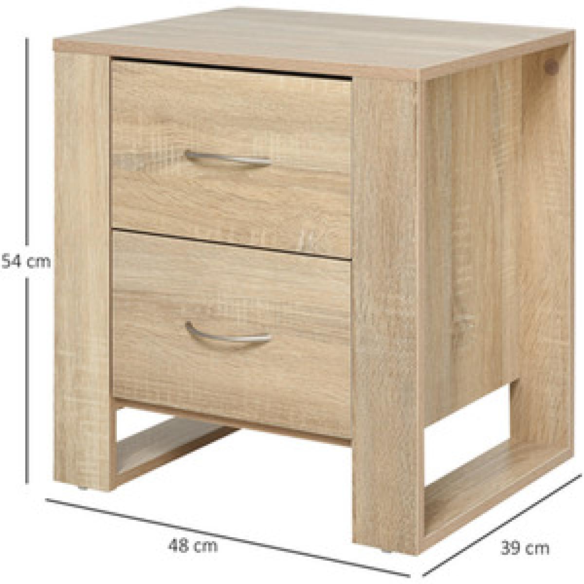 2 Drawer Modern Bedside Table with Handles - White – image 7
