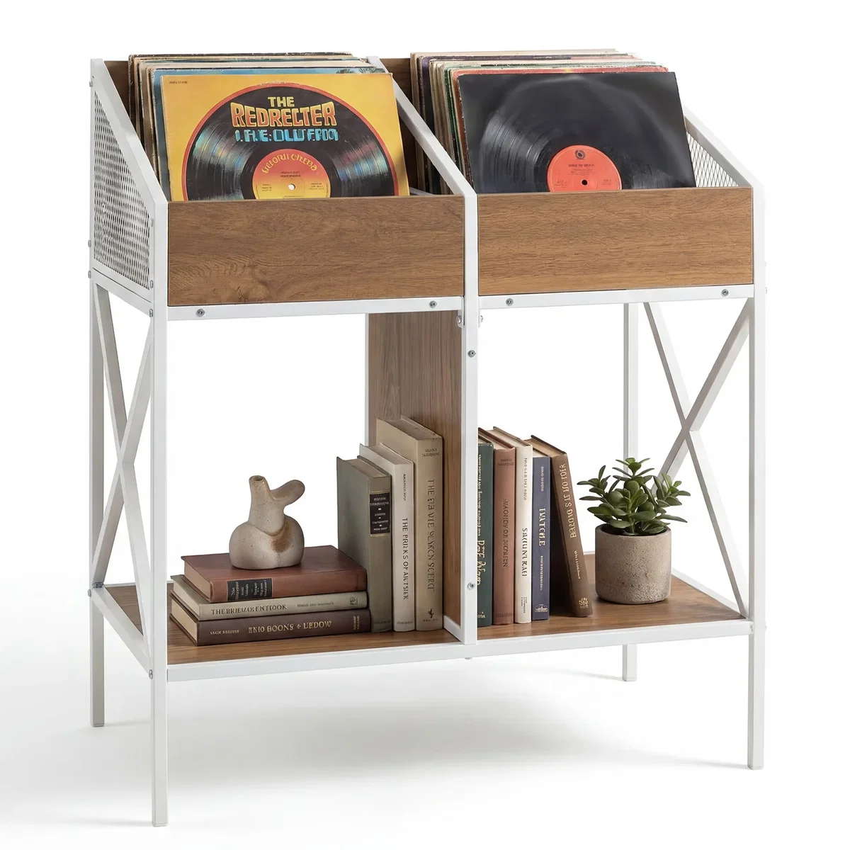 Costway 4-Grid Vinyl Record Storage Rack - Natural – image 4