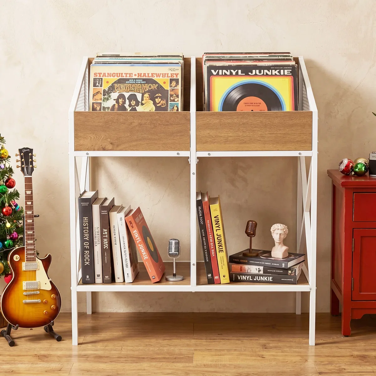 Costway 4-Grid Vinyl Record Storage Rack - Natural – image 6
