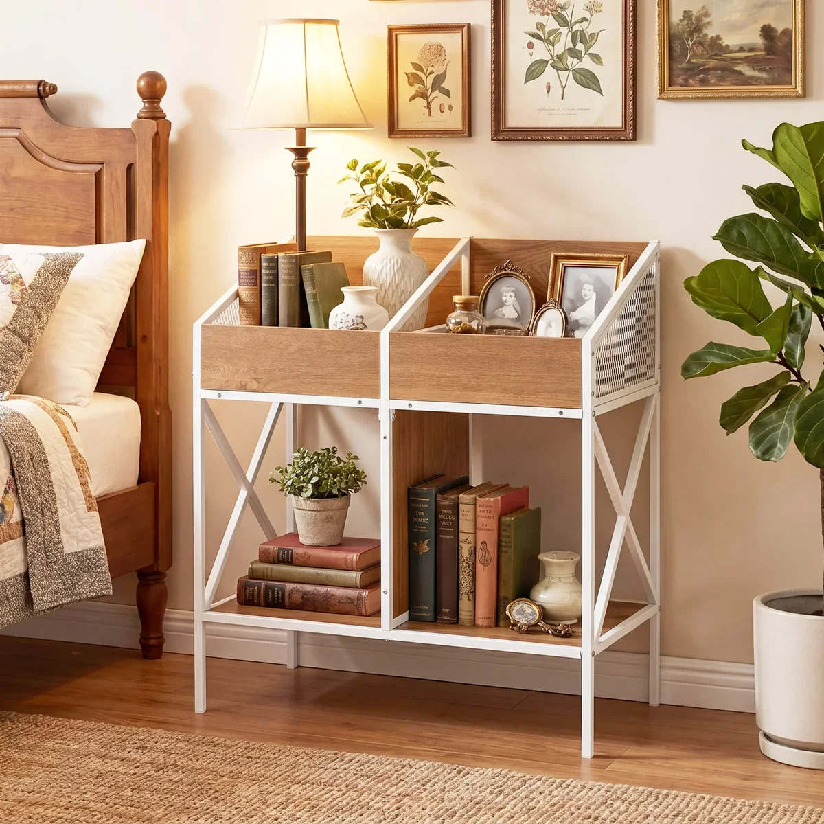 Costway 4-Grid Vinyl Record Storage Rack - Natural – image 7