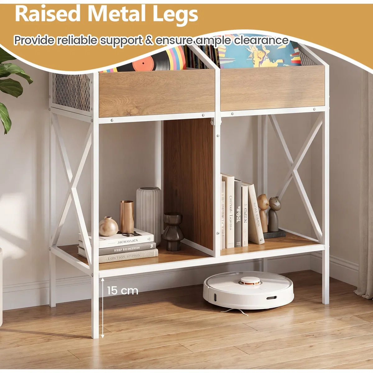 Costway 4-Grid Vinyl Record Storage Rack - Natural – image 9