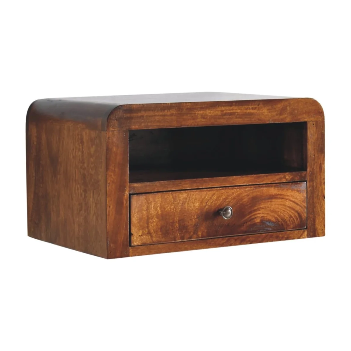 Oristano Chunky Mango Wood Wall Mounted Bedside Table in Chestnut - Brown – image 2