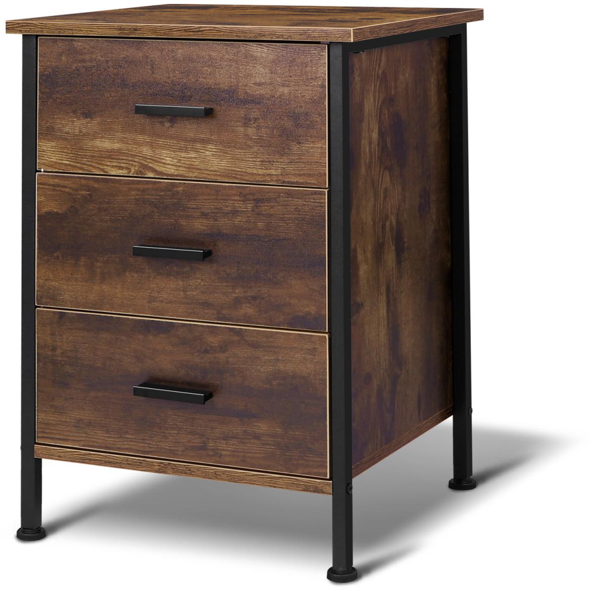 Oleta 3 Drawer Retro Wooden Bedside Table - Oak – image 10