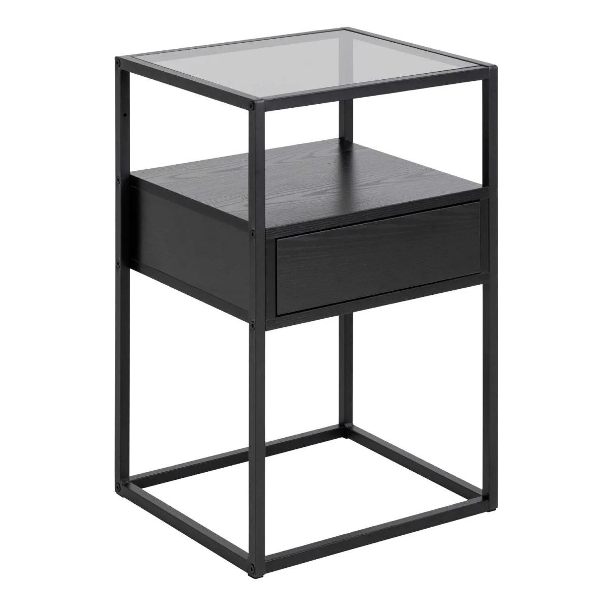 Wrenna Bedside Table Smoked Tempered Glass Top - Black – image 4