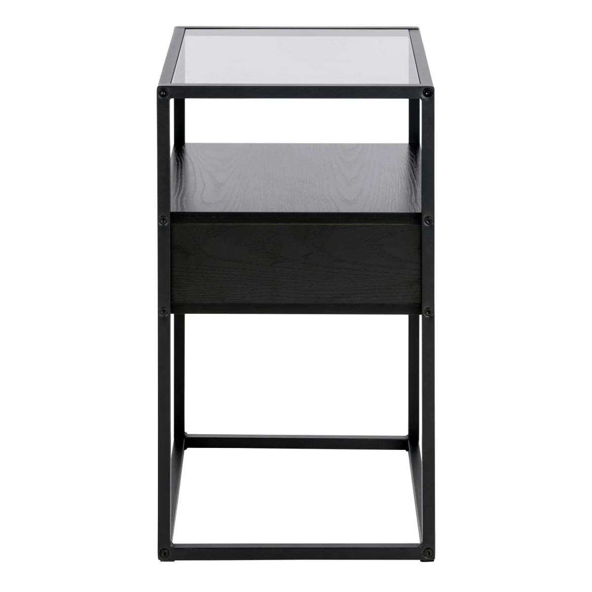 Wrenna Bedside Table Smoked Tempered Glass Top - Black – image 5