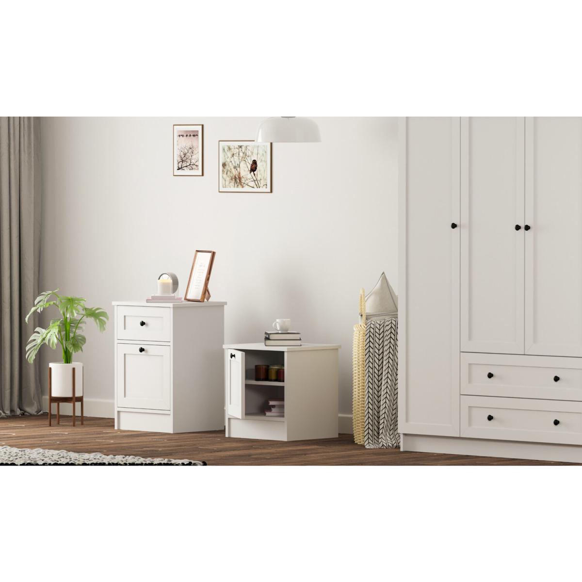 DAISY 1 Door Bedside Table - White – image 3