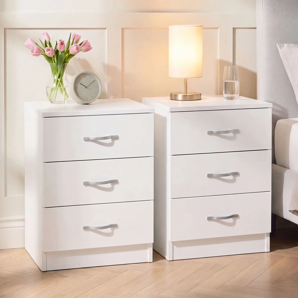 Modern 3 Drawer Bedside Chest (Set of 2)