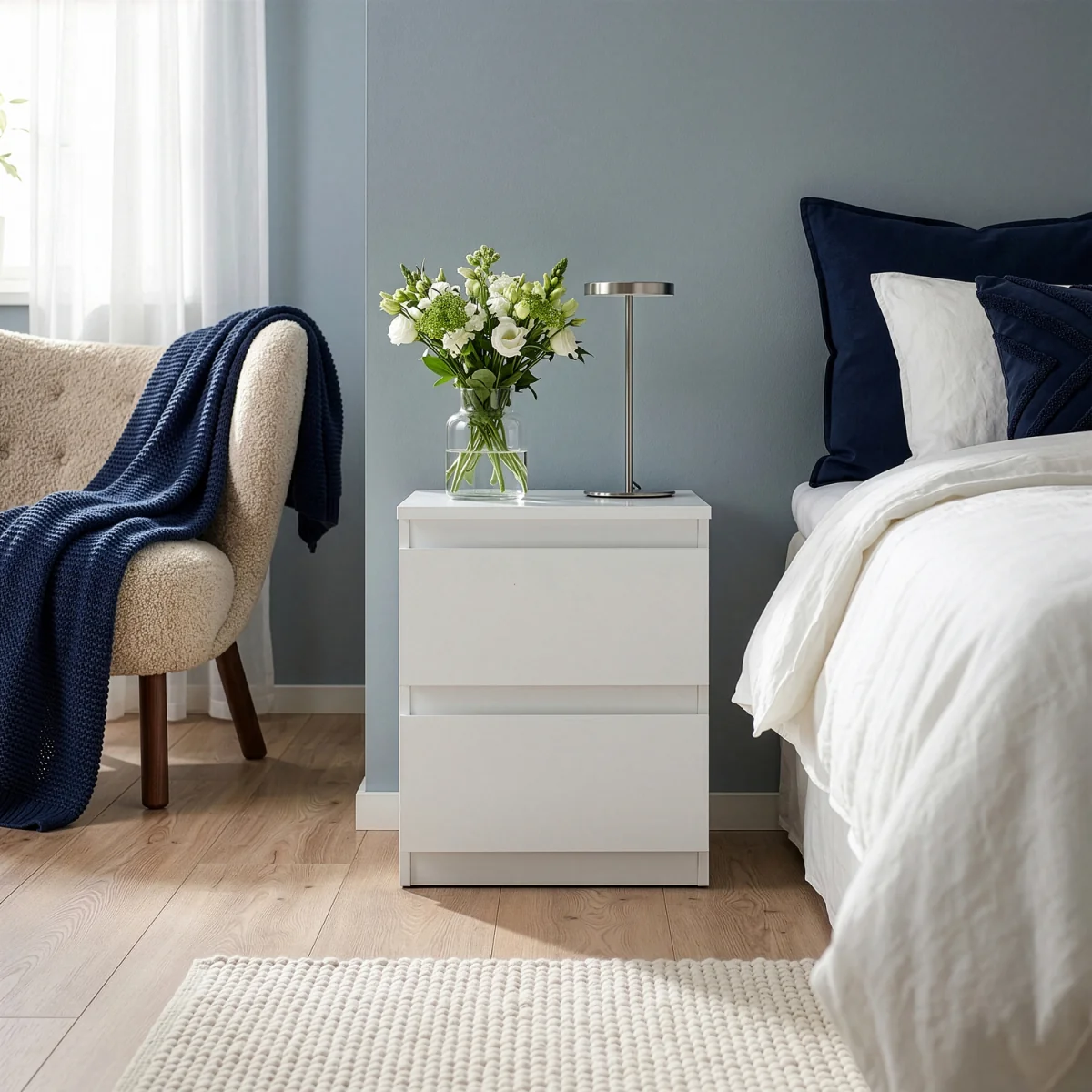 Edmore 2 Drawer Bedside - Light Grey – image 2