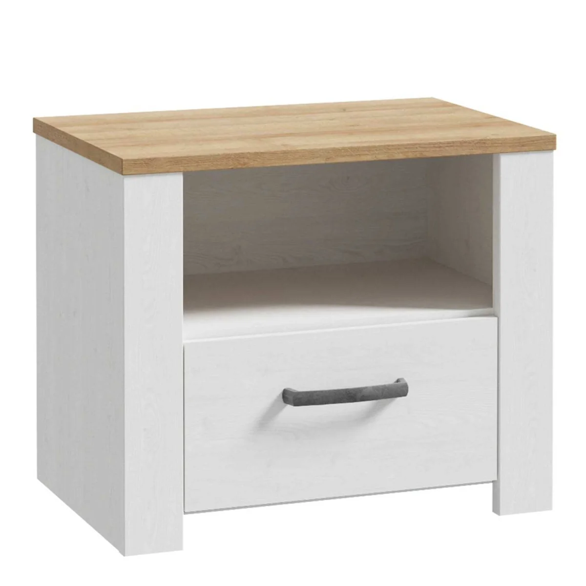 Wyld Haus Bramblecroft 1-Drawer Bedside Table in White and Natural Oak - White – image 4
