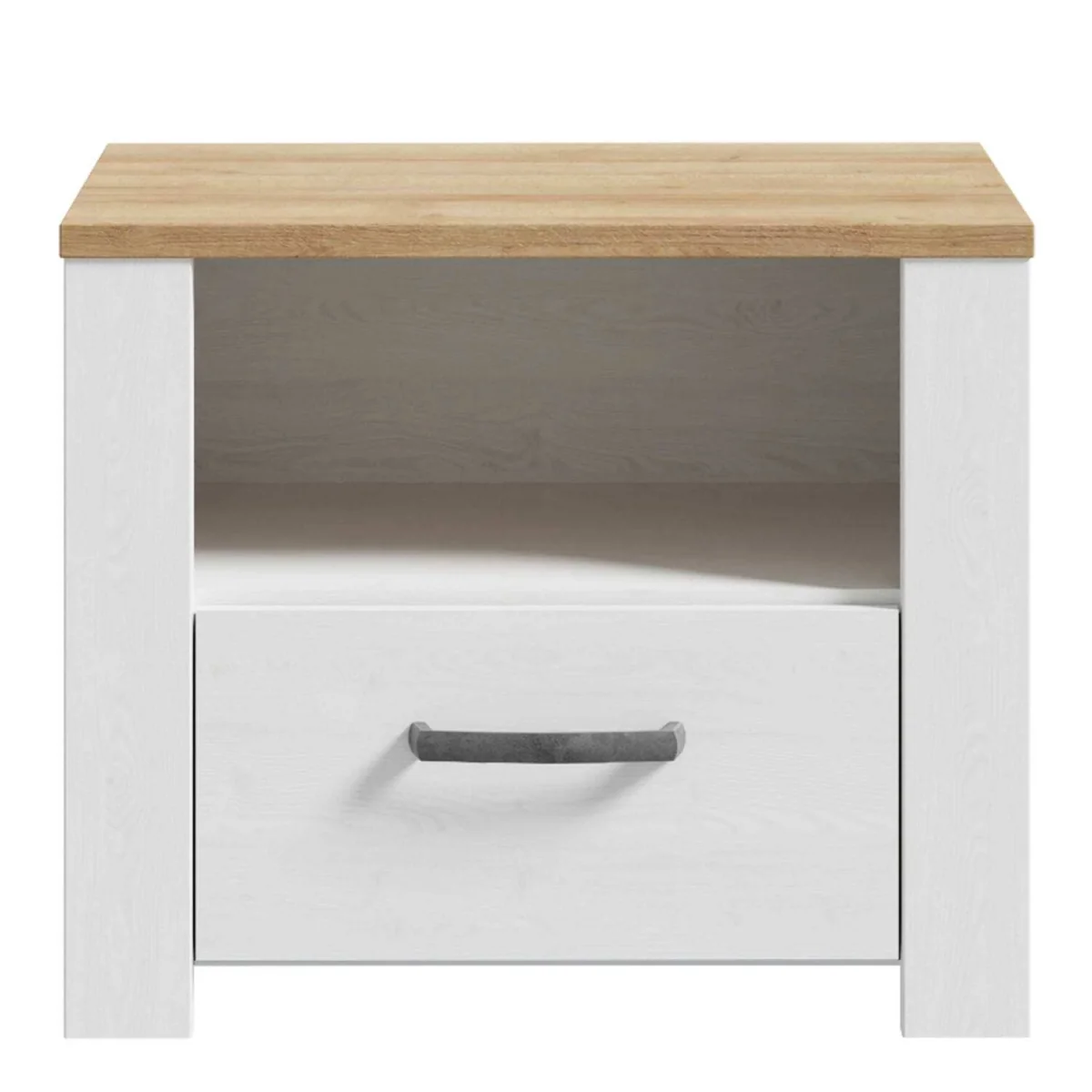 Wyld Haus Bramblecroft 1-Drawer Bedside Table in White and Natural Oak - White – image 5