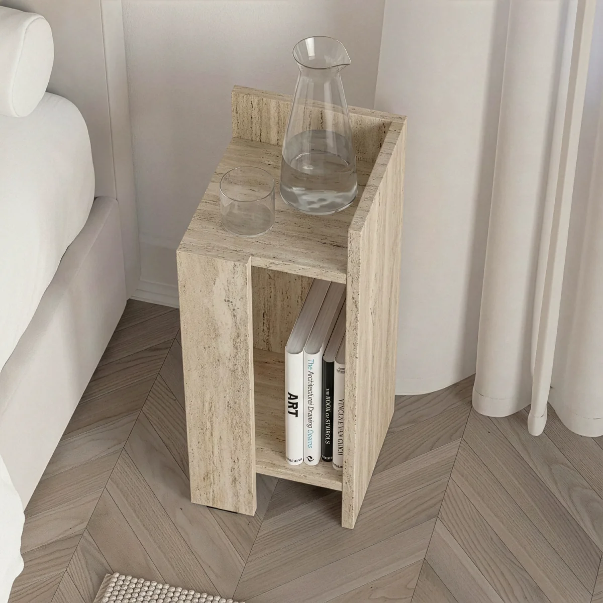 Decortie Elos Two Tier Open Bedside Module - Travertine – image 5
