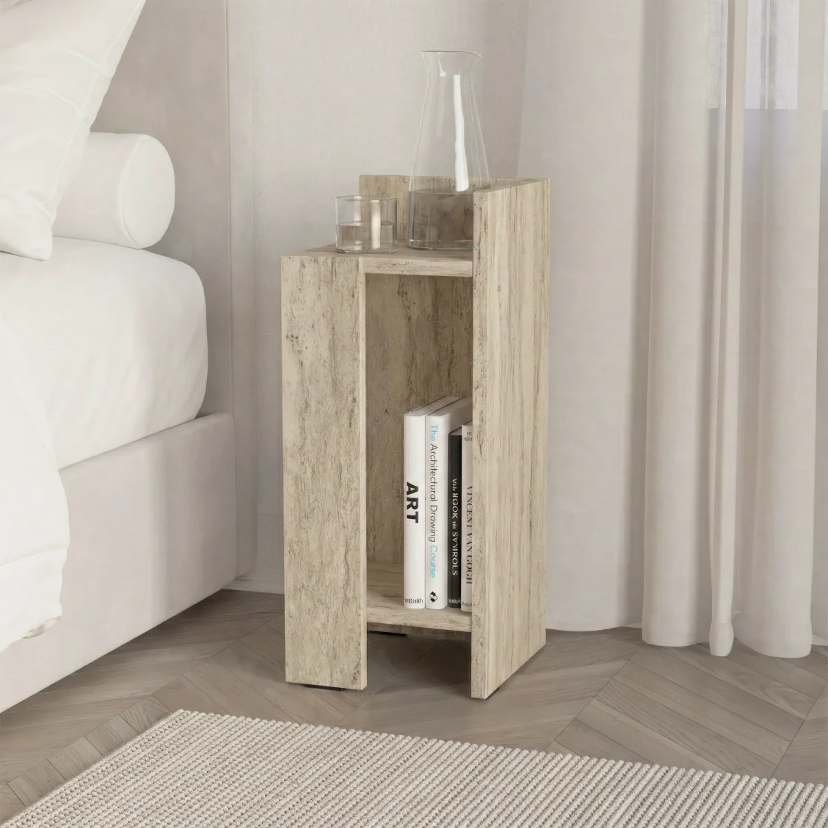 Decortie Elos Two Tier Open Bedside Module - Travertine – image 6