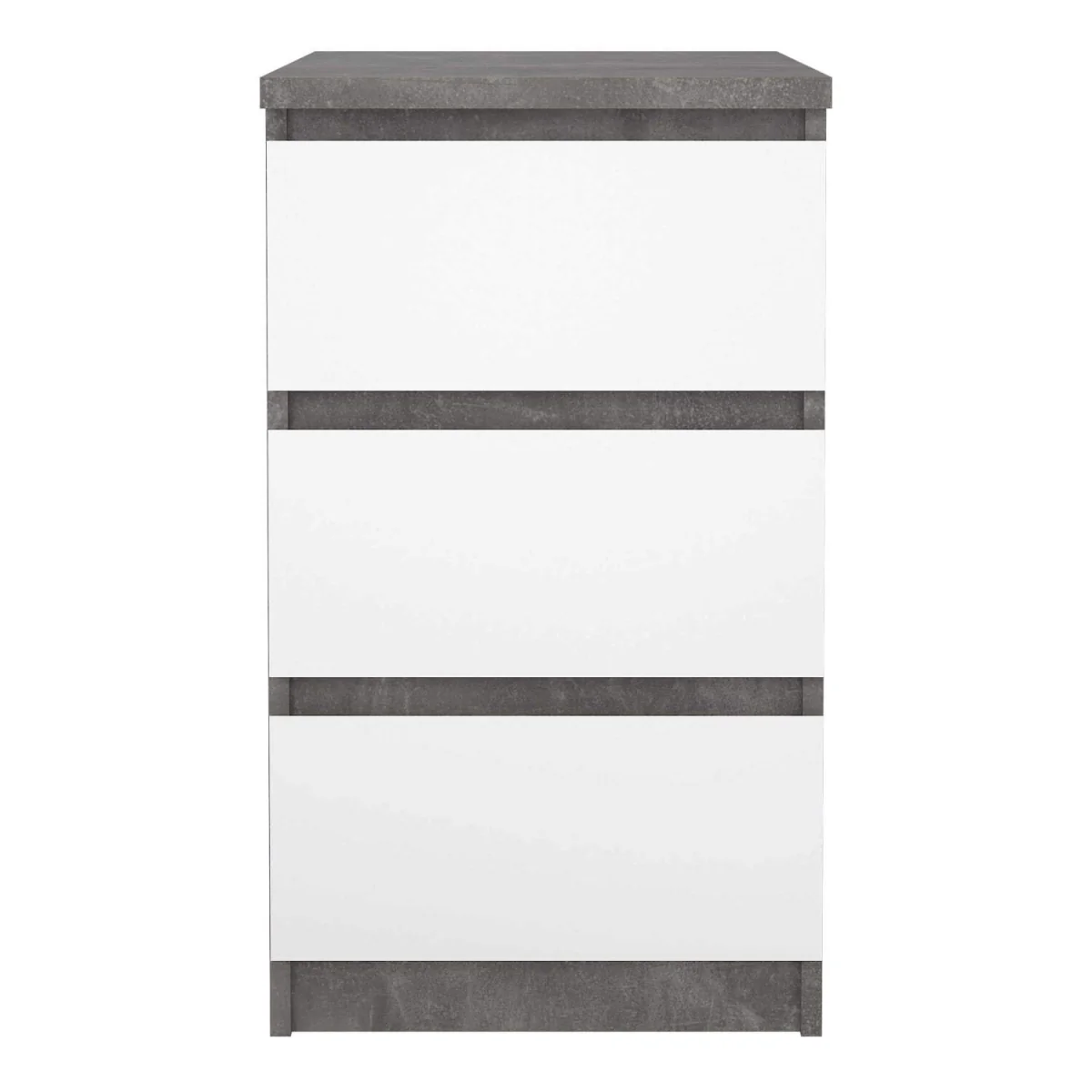 Wyld Haus Budapest Bedside Table, Concrete-Effect and White, 3 Drawers - Grey – image 2