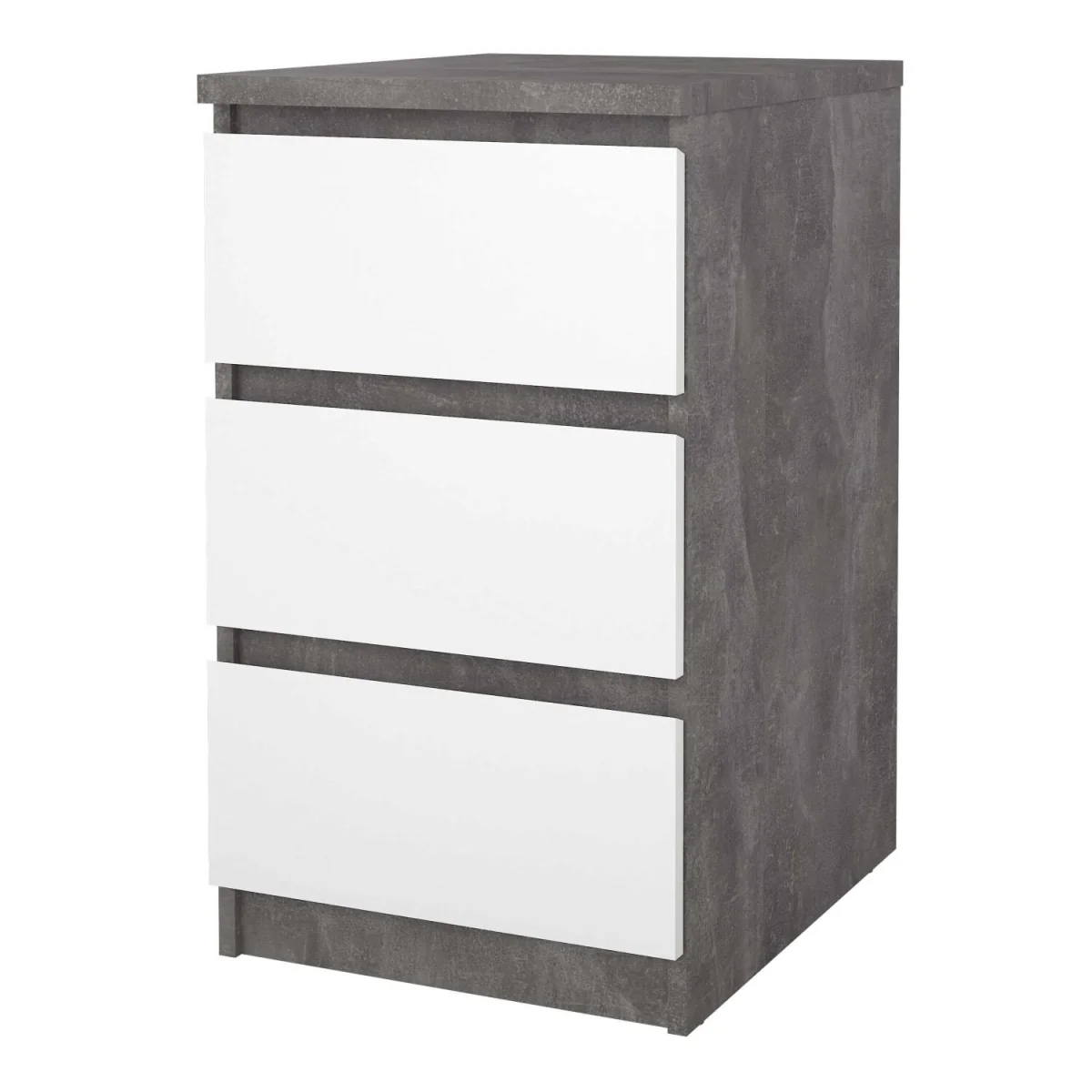 Wyld Haus Budapest Bedside Table, Concrete-Effect and White, 3 Drawers - Grey – image 3