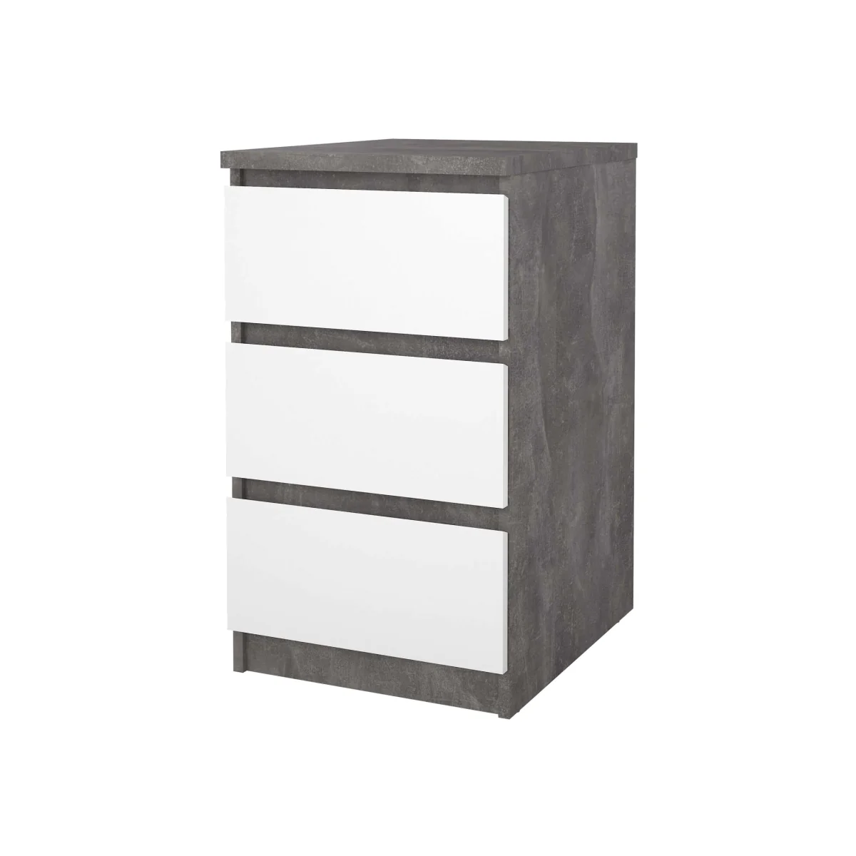 Wyld Haus Budapest Bedside Table, Concrete-Effect and White, 3 Drawers - Grey – image 1