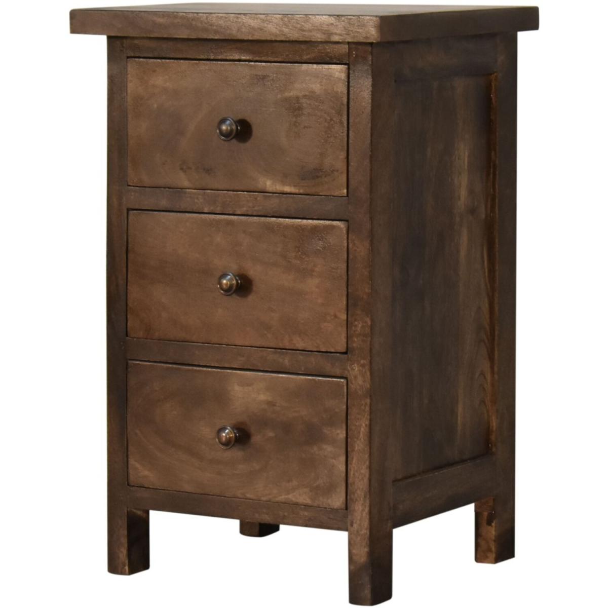 Chestnut Country Style Bedside with 3 Drawers - Dark Brown – image 2