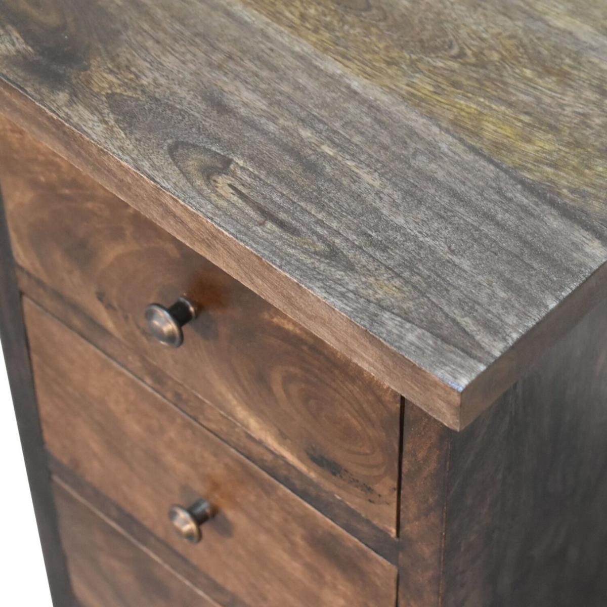Chestnut Country Style Bedside with 3 Drawers - Dark Brown – image 3