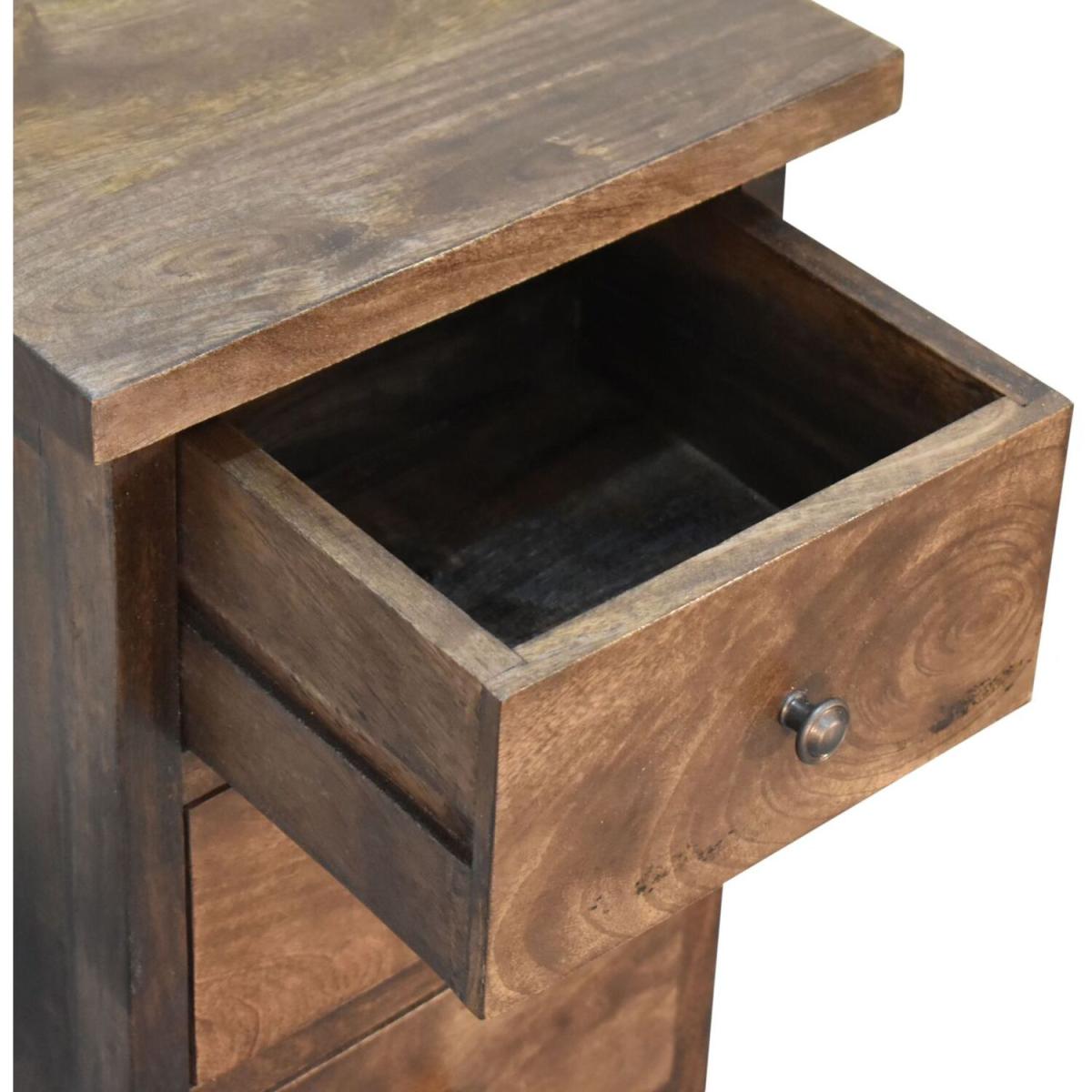 Chestnut Country Style Bedside with 3 Drawers - Dark Brown – image 4