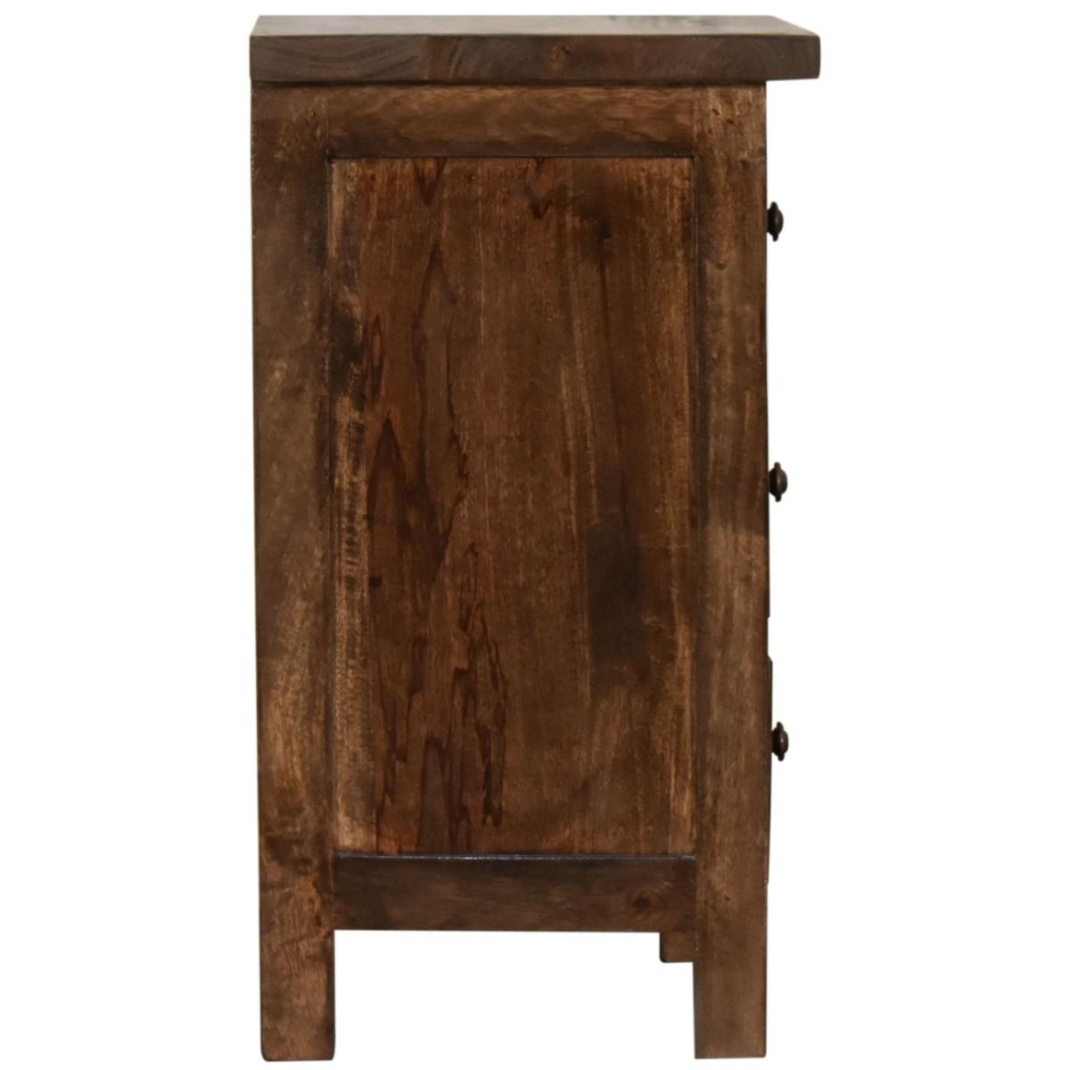 Chestnut Country Style Bedside with 3 Drawers - Dark Brown – image 6