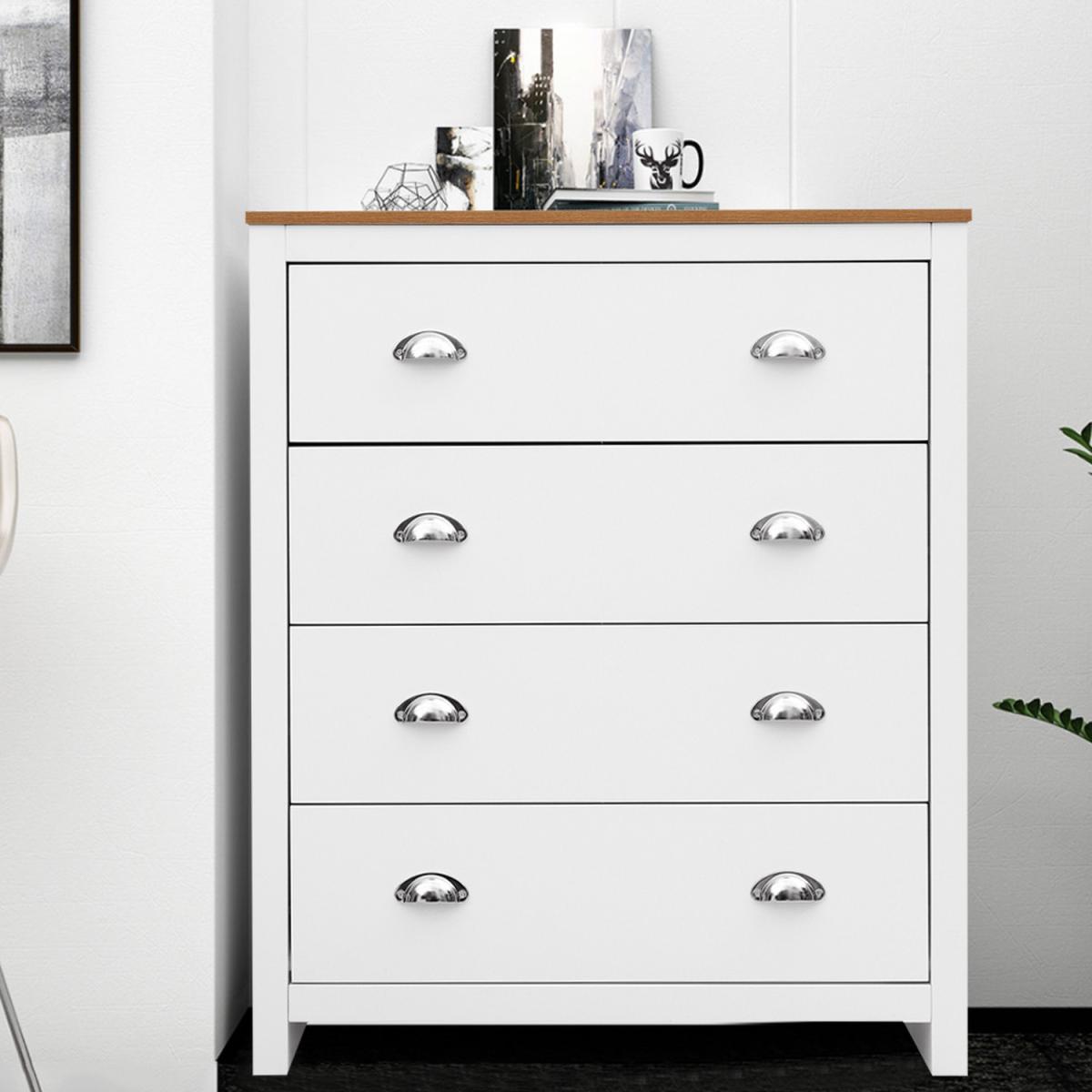 Drawers Nightstand Wooden Bedside Table - White / 79cm – image 2