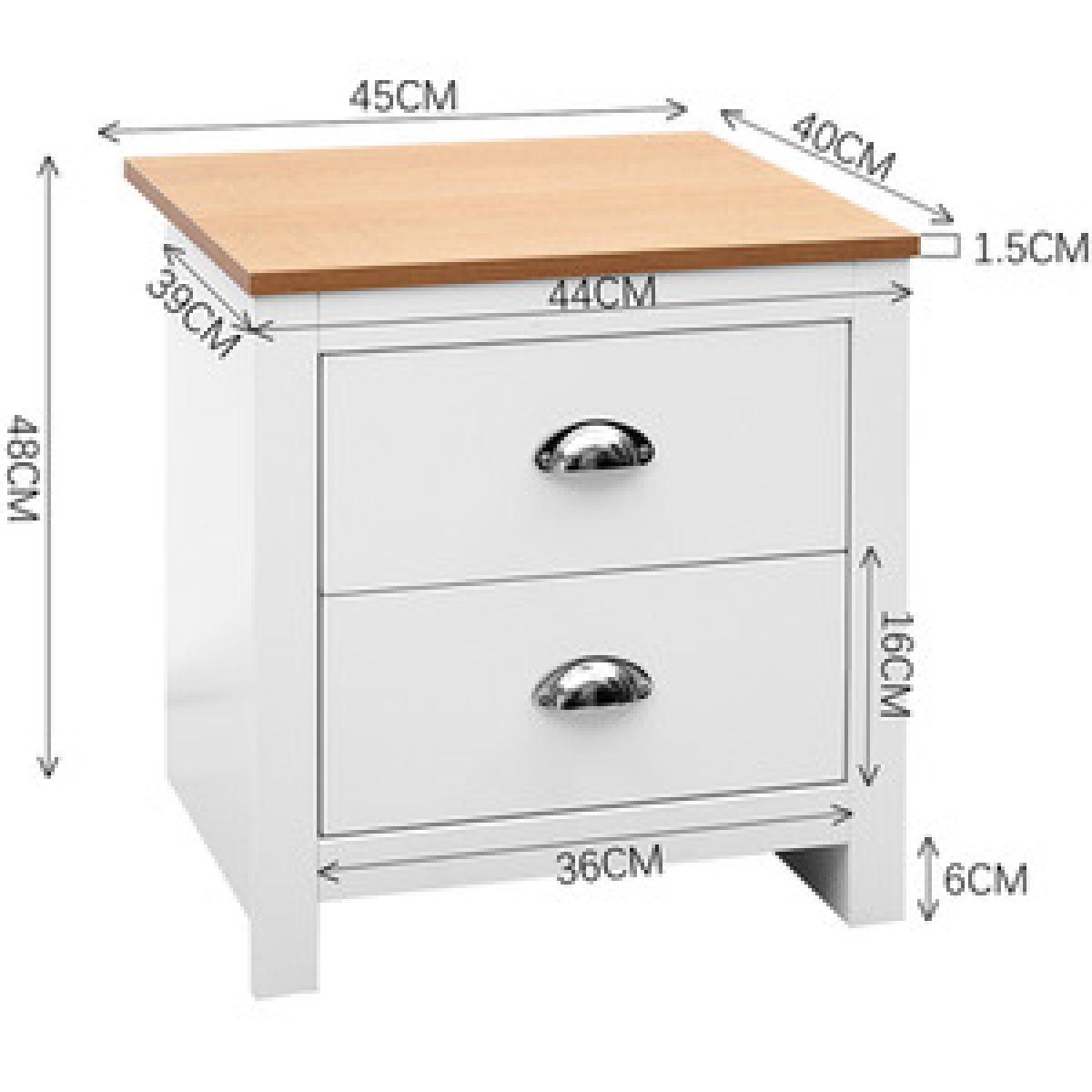 Drawers Nightstand Wooden Bedside Table - White / 79cm – image 11