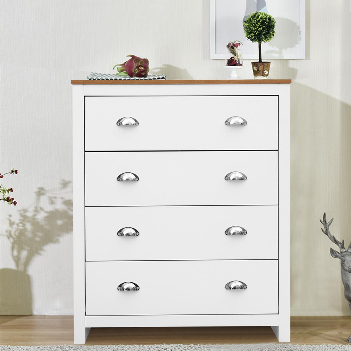 Drawers Nightstand Wooden Bedside Table - White / 79cm – image 3