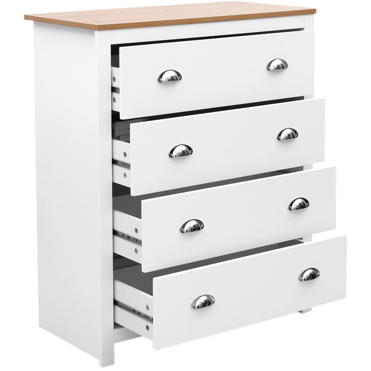 Drawers Nightstand Wooden Bedside Table - White / 79cm – image 4
