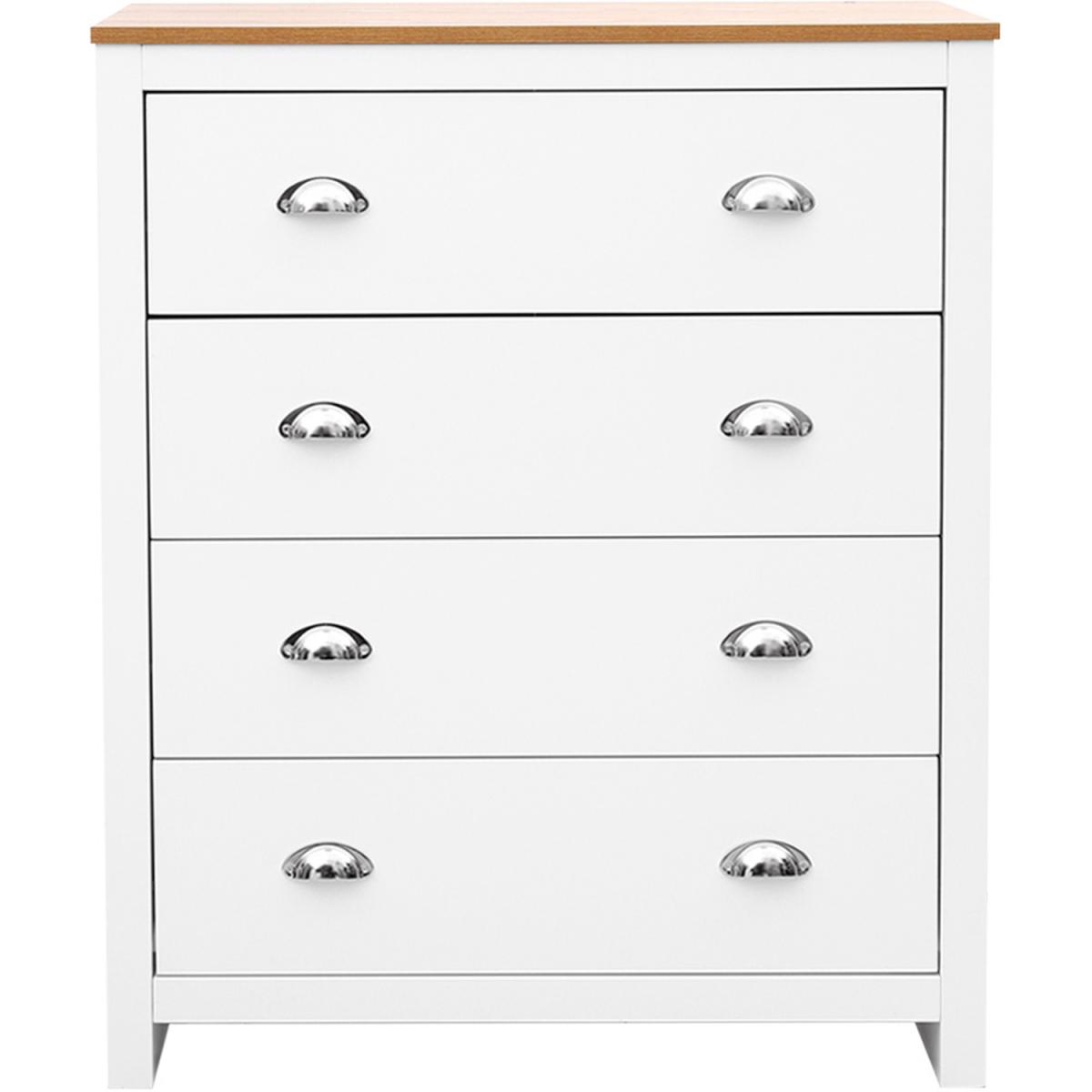 Drawers Nightstand Wooden Bedside Table - White / 79cm – image 5