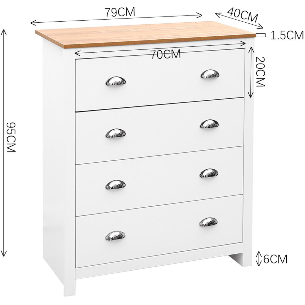 Drawers Nightstand Wooden Bedside Table - White / 79cm – image 6
