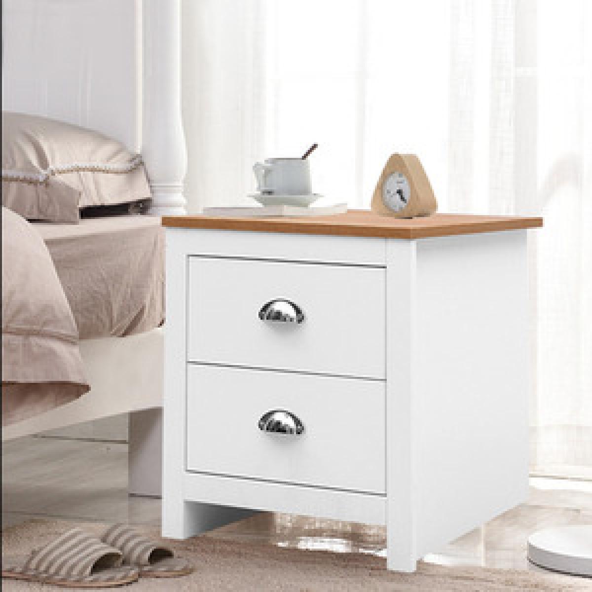 Drawers Nightstand Wooden Bedside Table - White / 79cm – image 9