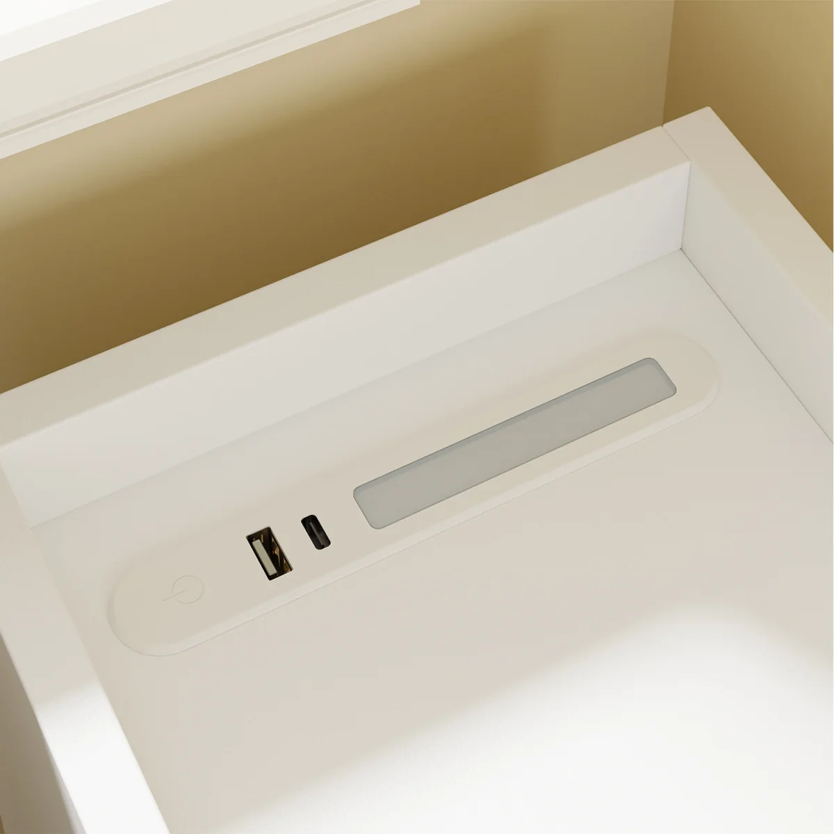 Slim Bedside Table USB Type-C Charging Dimmable Nightstand - White – image 2