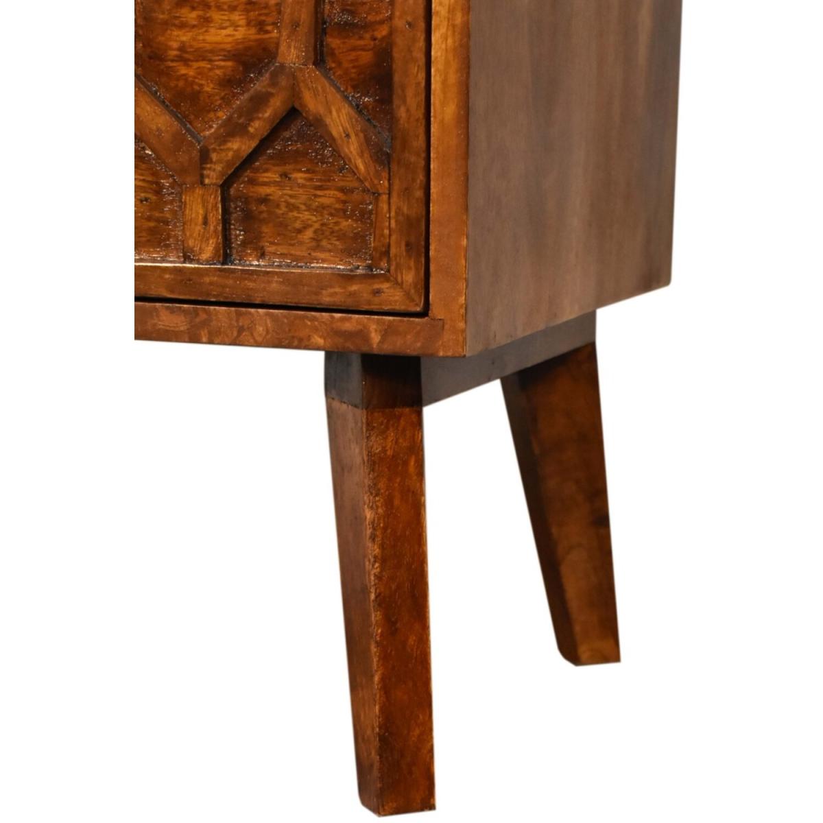 Amouri Diamond Deco Haven Chestnut Bedside Table - Dark Brown – image 4