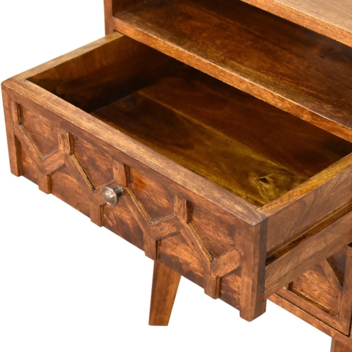 Amouri Diamond Deco Haven Chestnut Bedside Table - Dark Brown – image 5