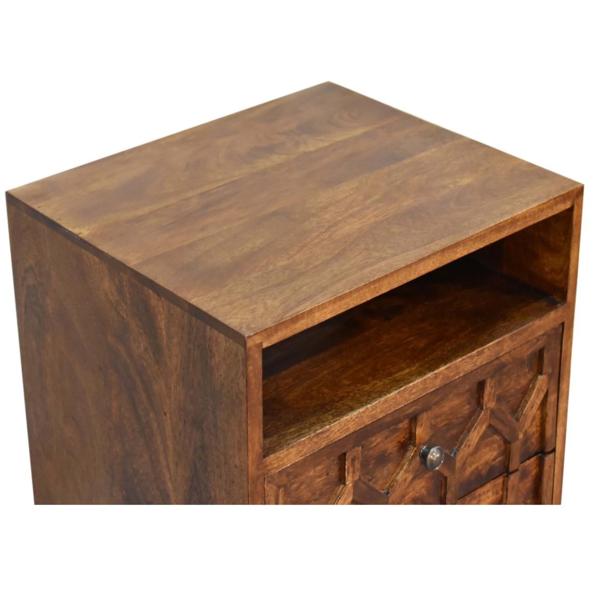 Amouri Diamond Deco Haven Chestnut Bedside Table - Dark Brown – image 6