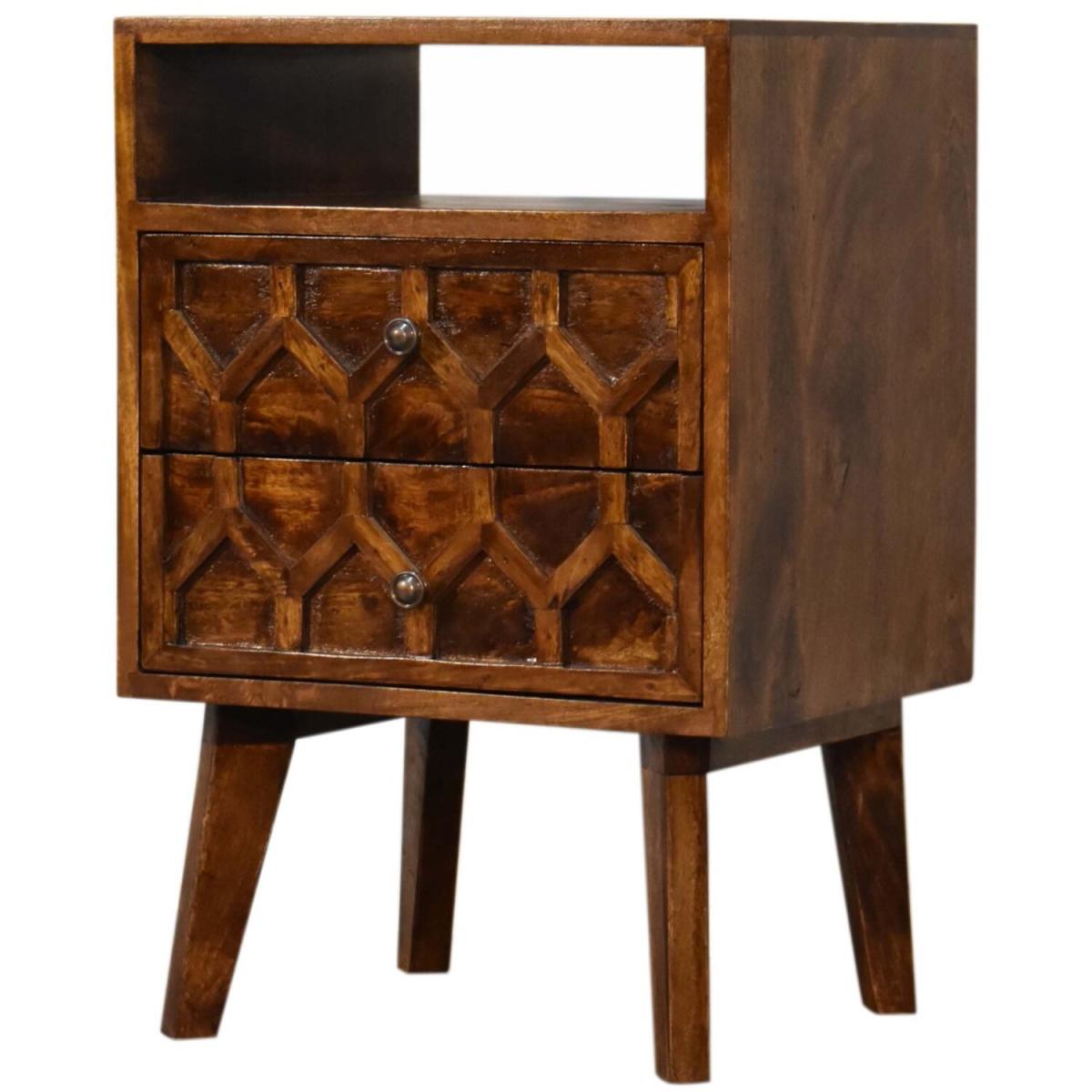 Amouri Diamond Deco Haven Chestnut Bedside Table - Dark Brown – image 8