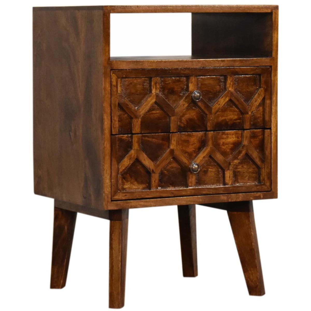 Amouri Diamond Deco Haven Chestnut Bedside Table - Dark Brown – image 9