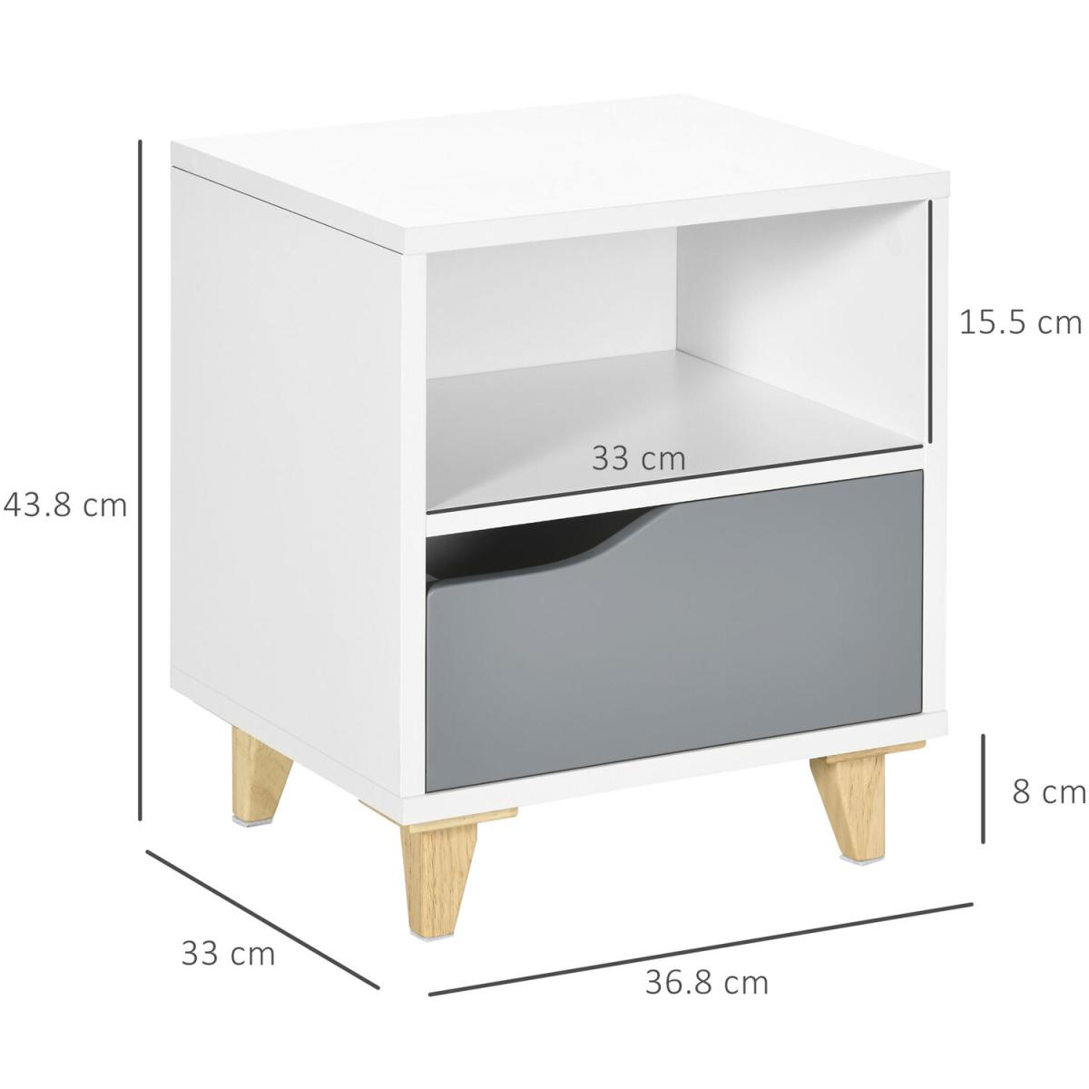 Nightstand, Bedside Table, Sofa Side Table - White – image 2