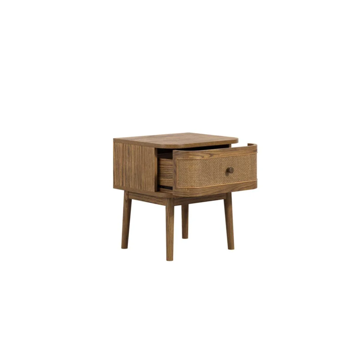 Pasadena 1-Drawer Natural Wood and Rattan Bedside Table - Brown – image 3