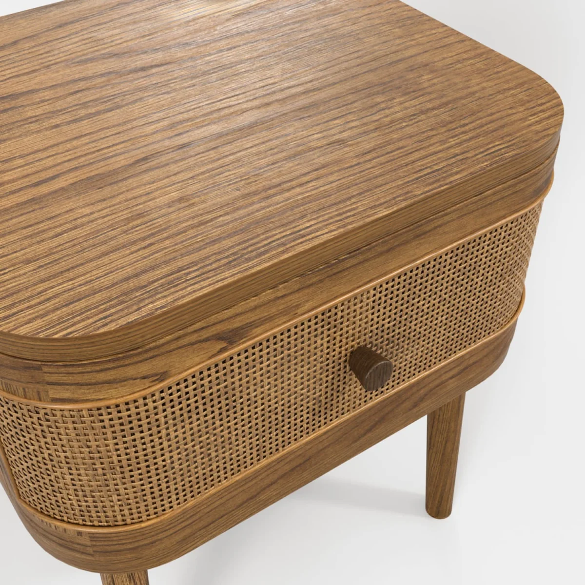 Pasadena 1-Drawer Natural Wood and Rattan Bedside Table - Brown – image 4