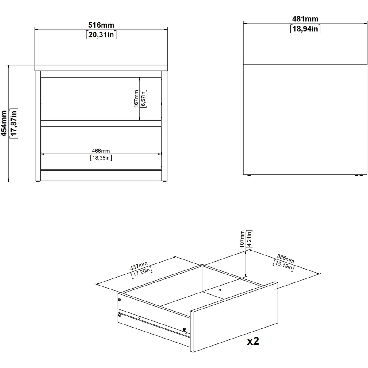 Next Nightstand 2 Drawers - Jackson Hickory – image 6