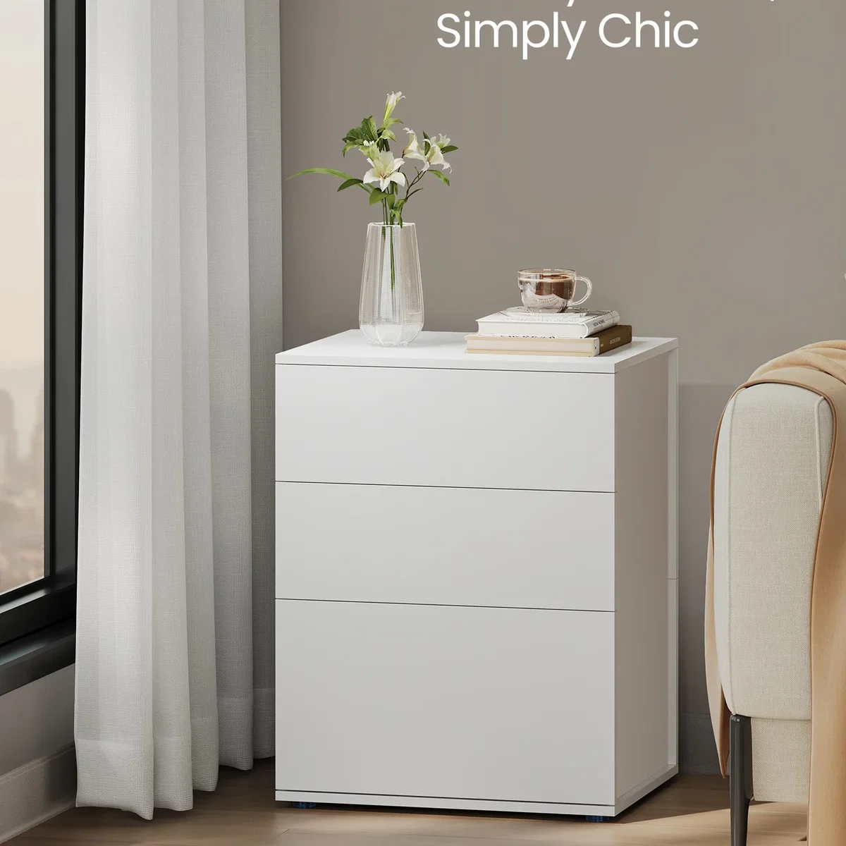 Superfast Toolless Assembly Nightstand - White