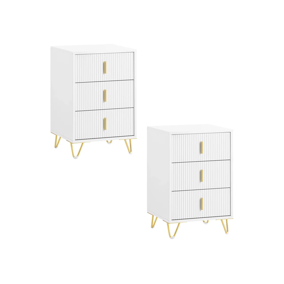 SoBuy 2 Bedside Tables with 3 Drawers - White