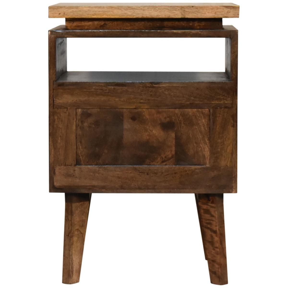 Platform Convenient Unique Storage Shiny Bedside Table - Dark Brown – image 3
