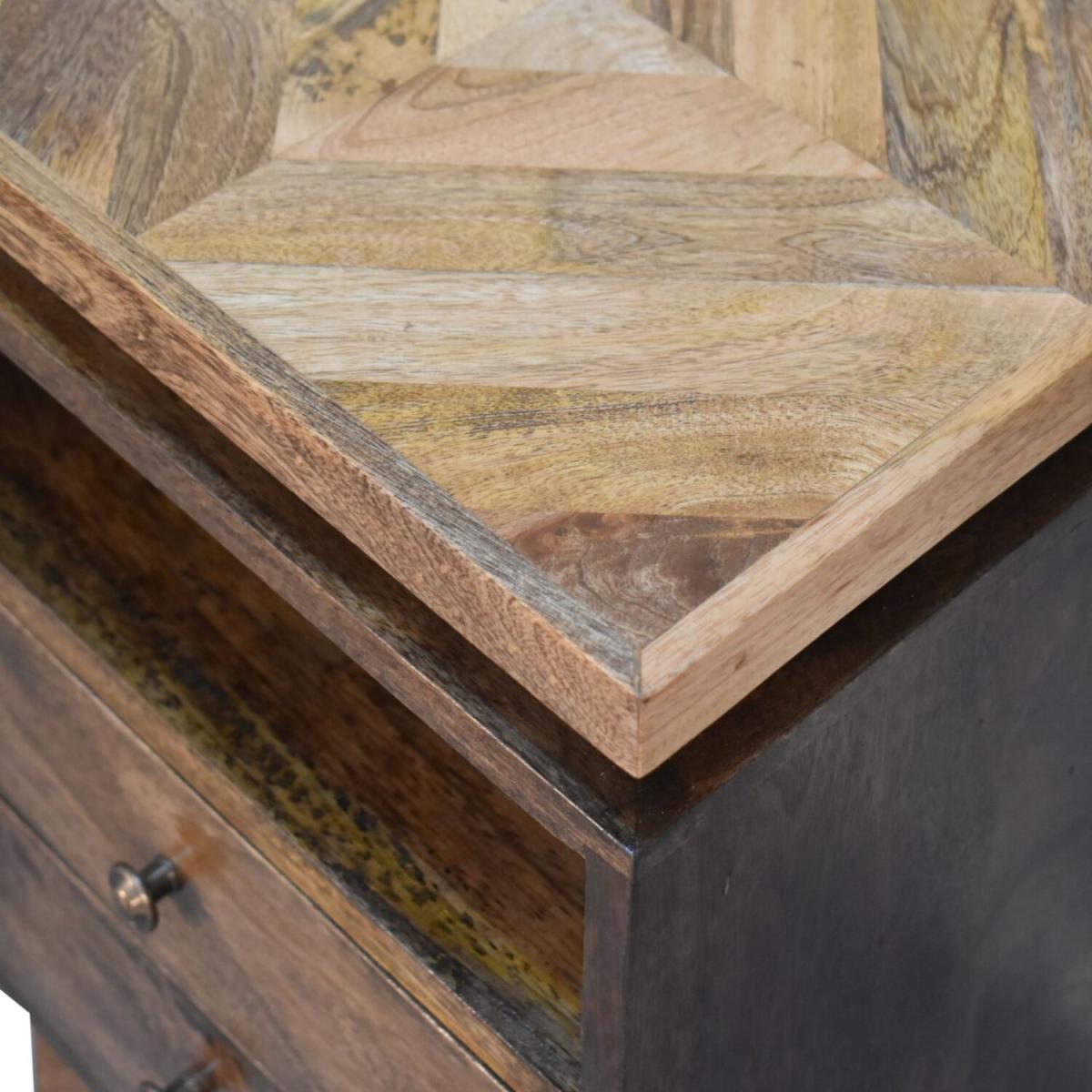 Platform Convenient Unique Storage Shiny Bedside Table - Dark Brown – image 6