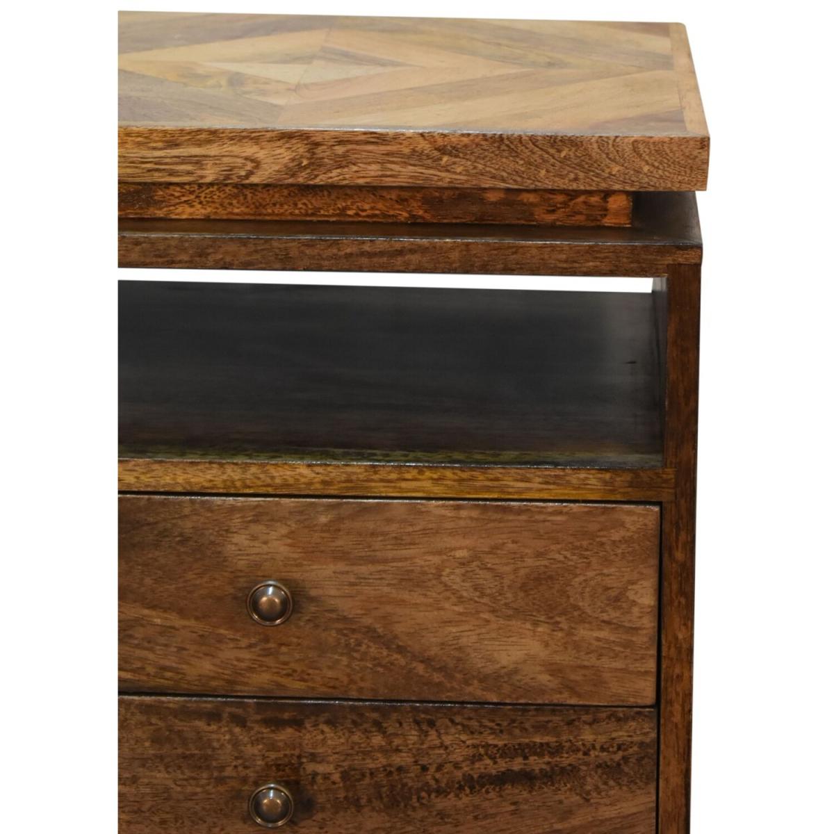 Platform Convenient Unique Storage Shiny Bedside Table - Dark Brown – image 7
